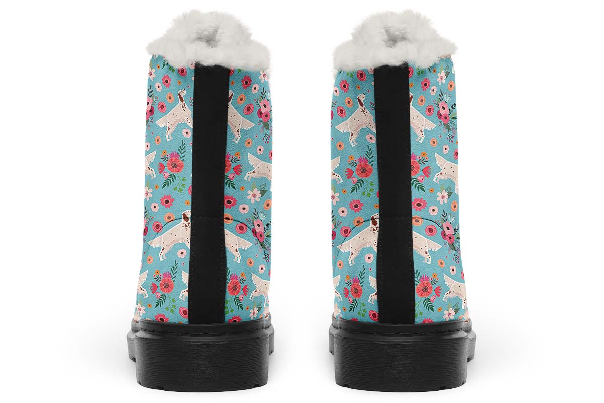 English Setter Flower Winter Boots - Custom Printed, Handcrafted On Demand