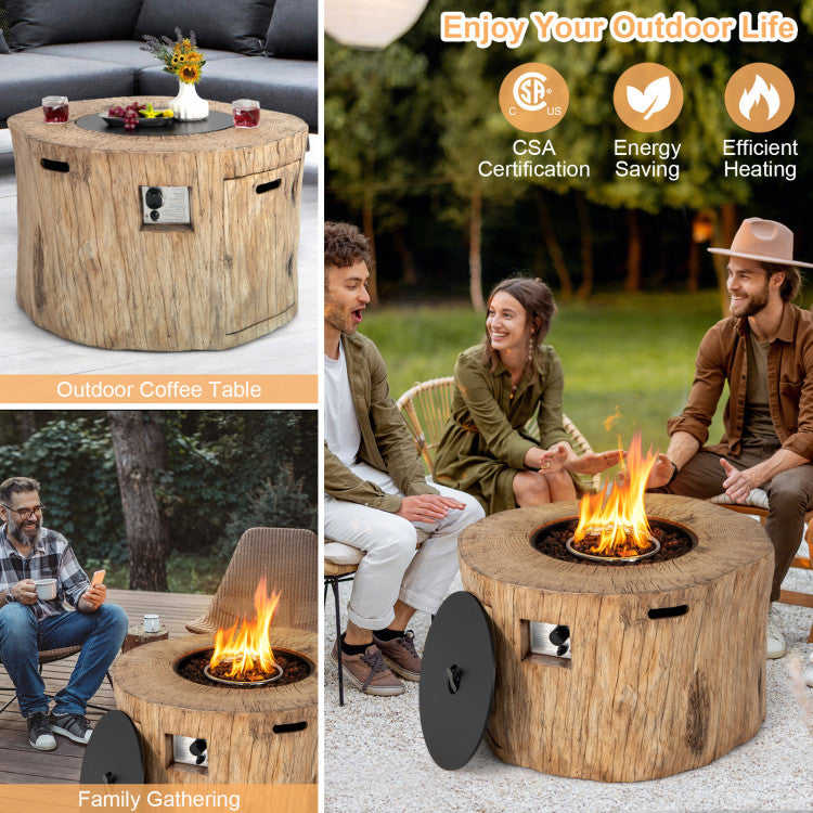 50000 BTU Outdoor Propane Gas Fire Pit Table with Laval Rock and PVC Cover