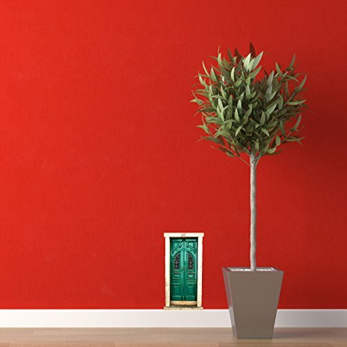 Ornate Green Fairy Door - Wall Decal - 5" wide x 11" tall