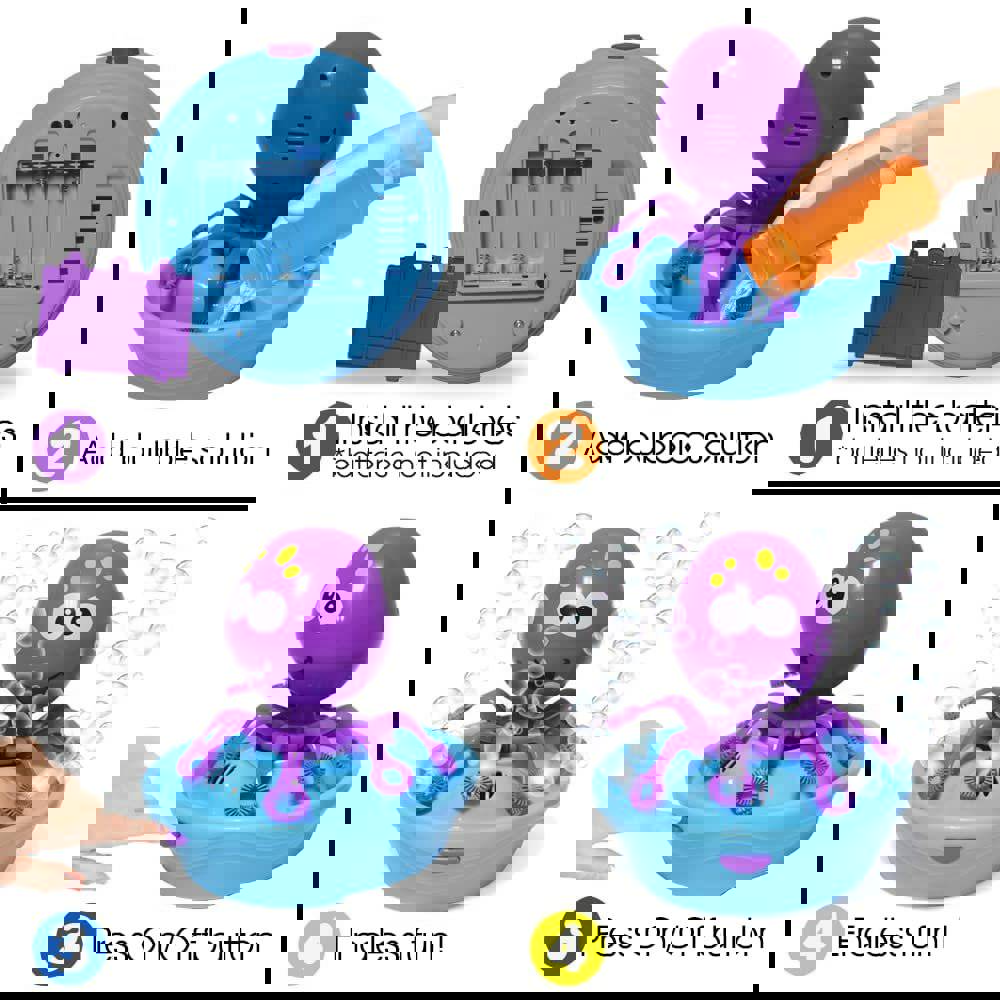 Octopus Bubble Machine for Kids with Bubble Solution, Fun Outdoor Party Toy for Boys and Girls