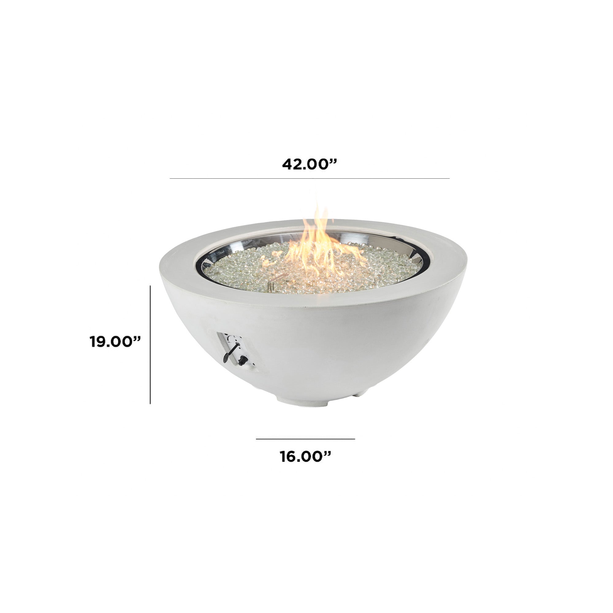 42 Cove Round Gas Fire Pit Bowl - Modern Outdoor Fire Pit
