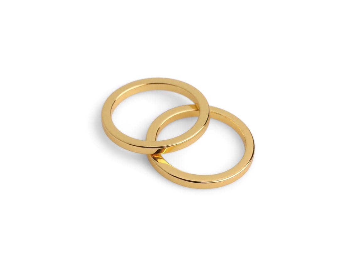 4 Round Ring Link Beads in Gold Plated, Small O Rings for Purses, Macrame and Jewelry, Flat Washer Charm, Metal Brass, 20mm