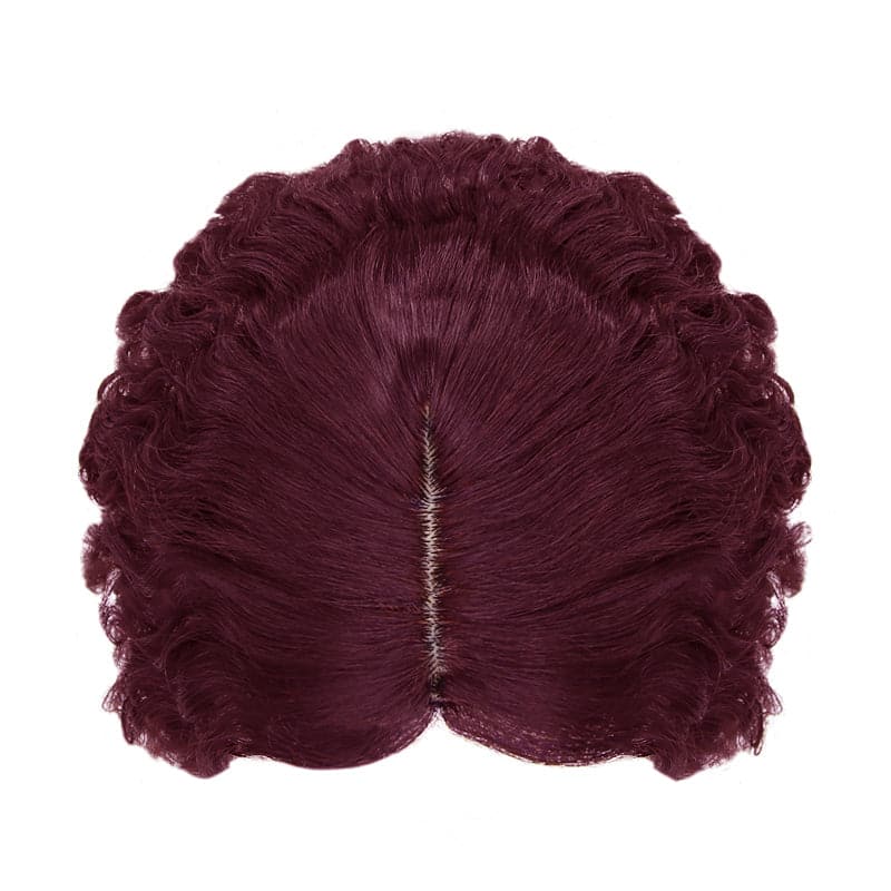 Susan Curly Human Hair Topper For Thinning Crown 10*12cm Silk Base Wine Red