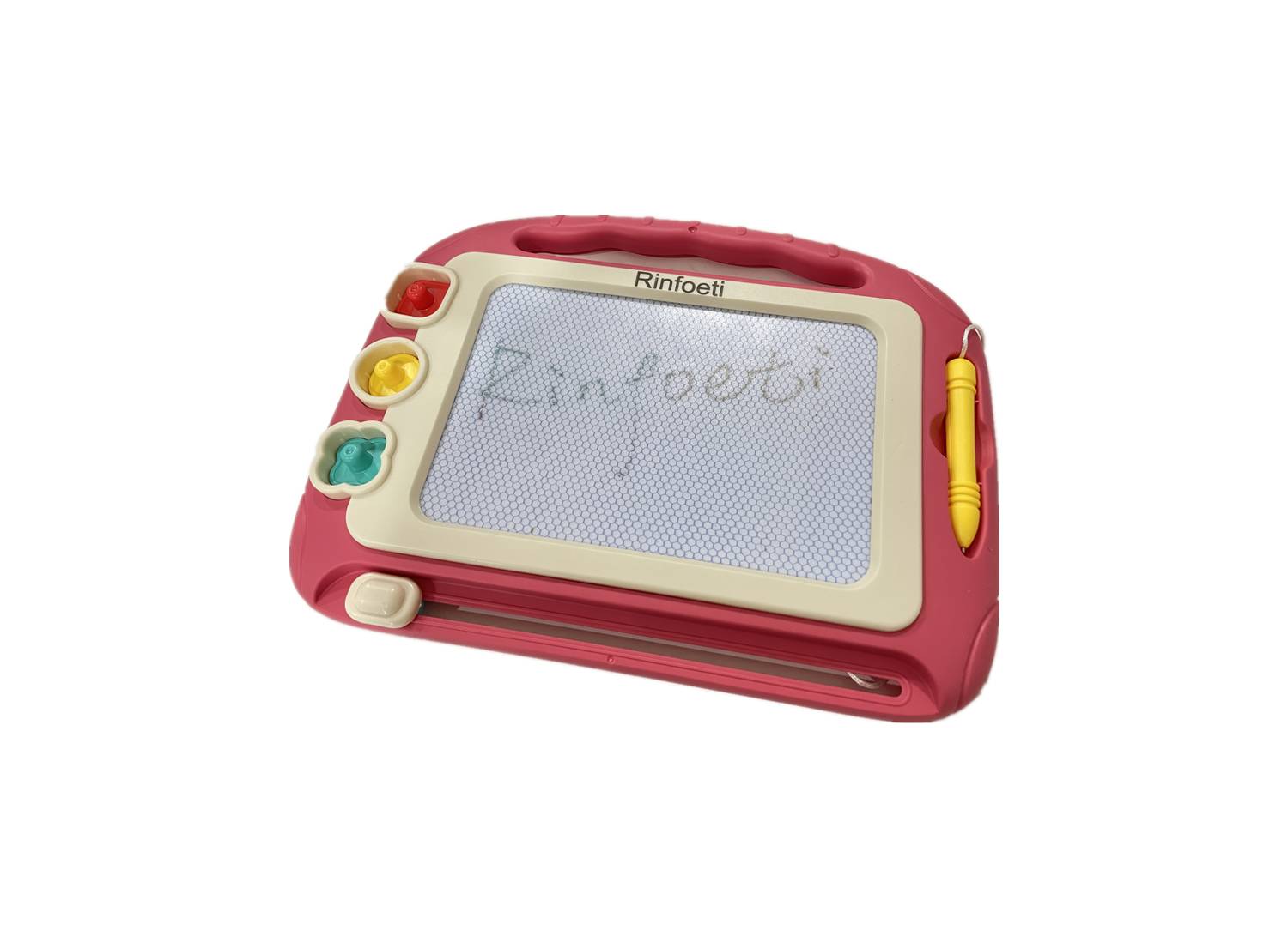 Rinfoeti Magnetic Drawing Board - Mini Travel Doodle Pad with 3 Stamps and 1 Pen (Pink)