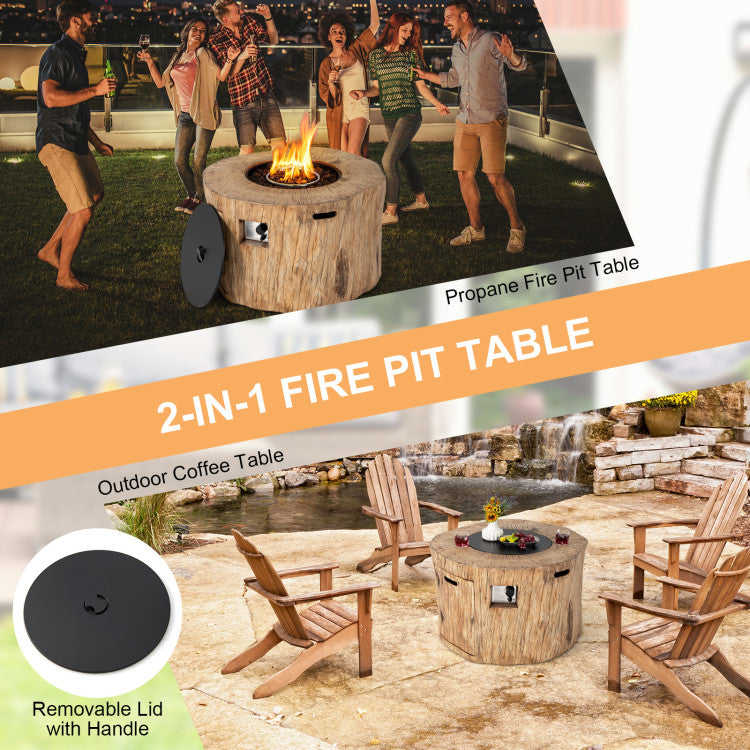 50000 BTU Outdoor Propane Gas Fire Pit Table with Laval Rock and PVC Cover