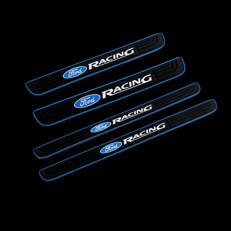 For Ford Racing Blue 3D Door Sill Scuff Panel Cover Decal Protector - Anti Scratch (4PCS)