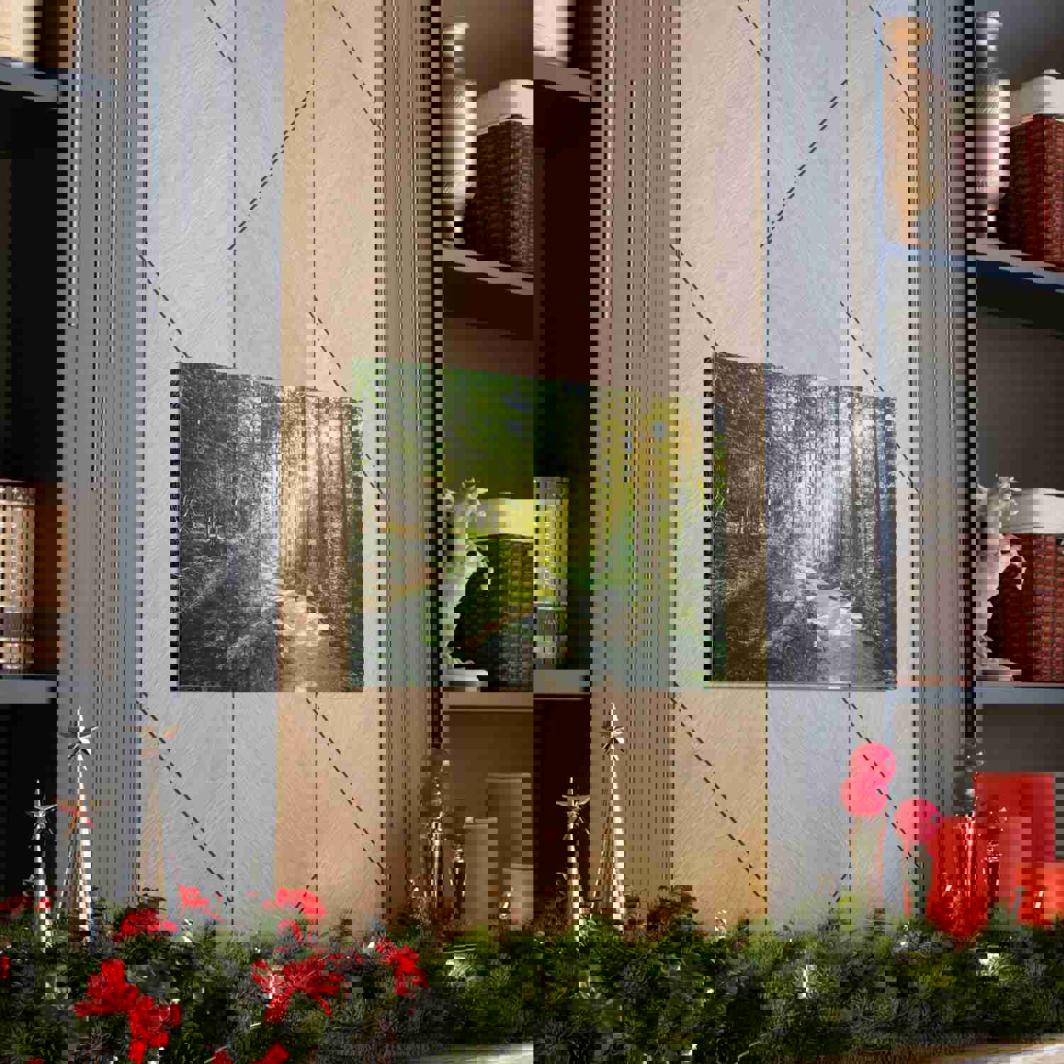 Sunlight Through Green Forest Path Nature Photography Canvas Wall Art