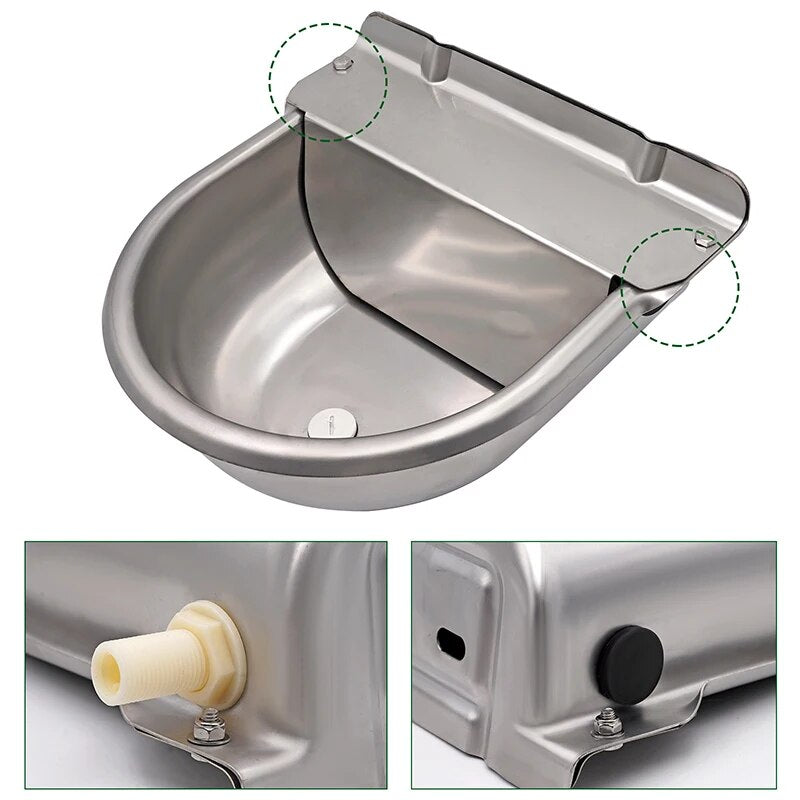 Stainless Steel Automatic Float Valve Water Bowl for Cattle, Horse, Sheep, and Pets