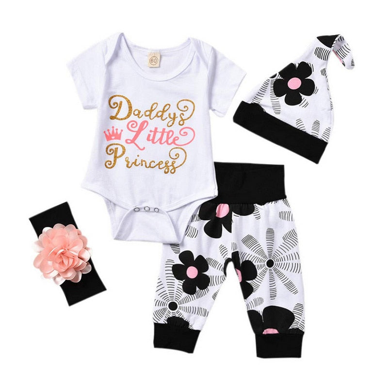 Newborn Girls Letter Printed 3 Piece Winter Clothing Set