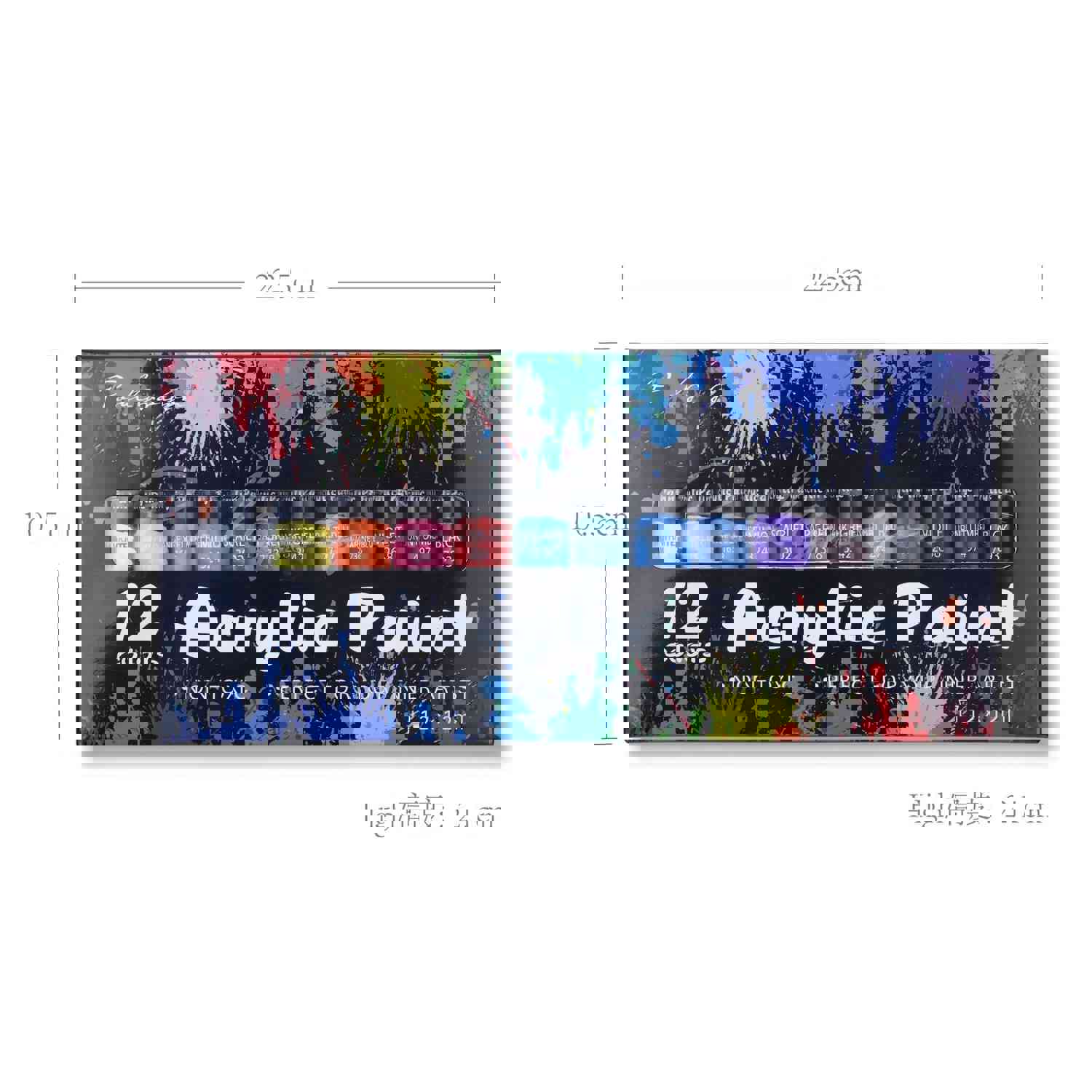 Acrylic Paint Set 12ml 24 Rich Colors with 11 Brushes for Fabrics, Clothing, and Art