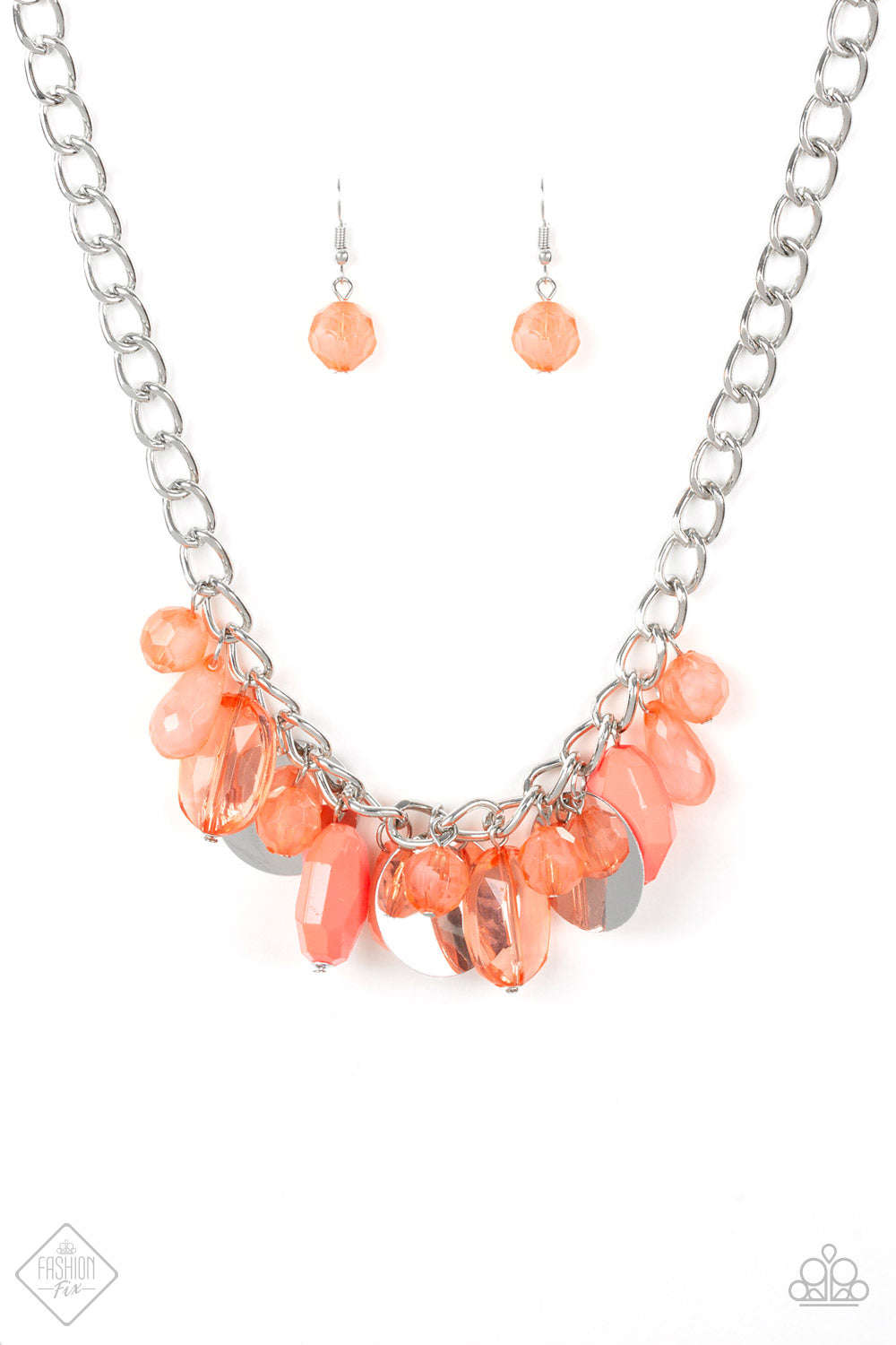 Paparazzi Treasure Shore - Orange Coral Beads Necklace & Earrings Set