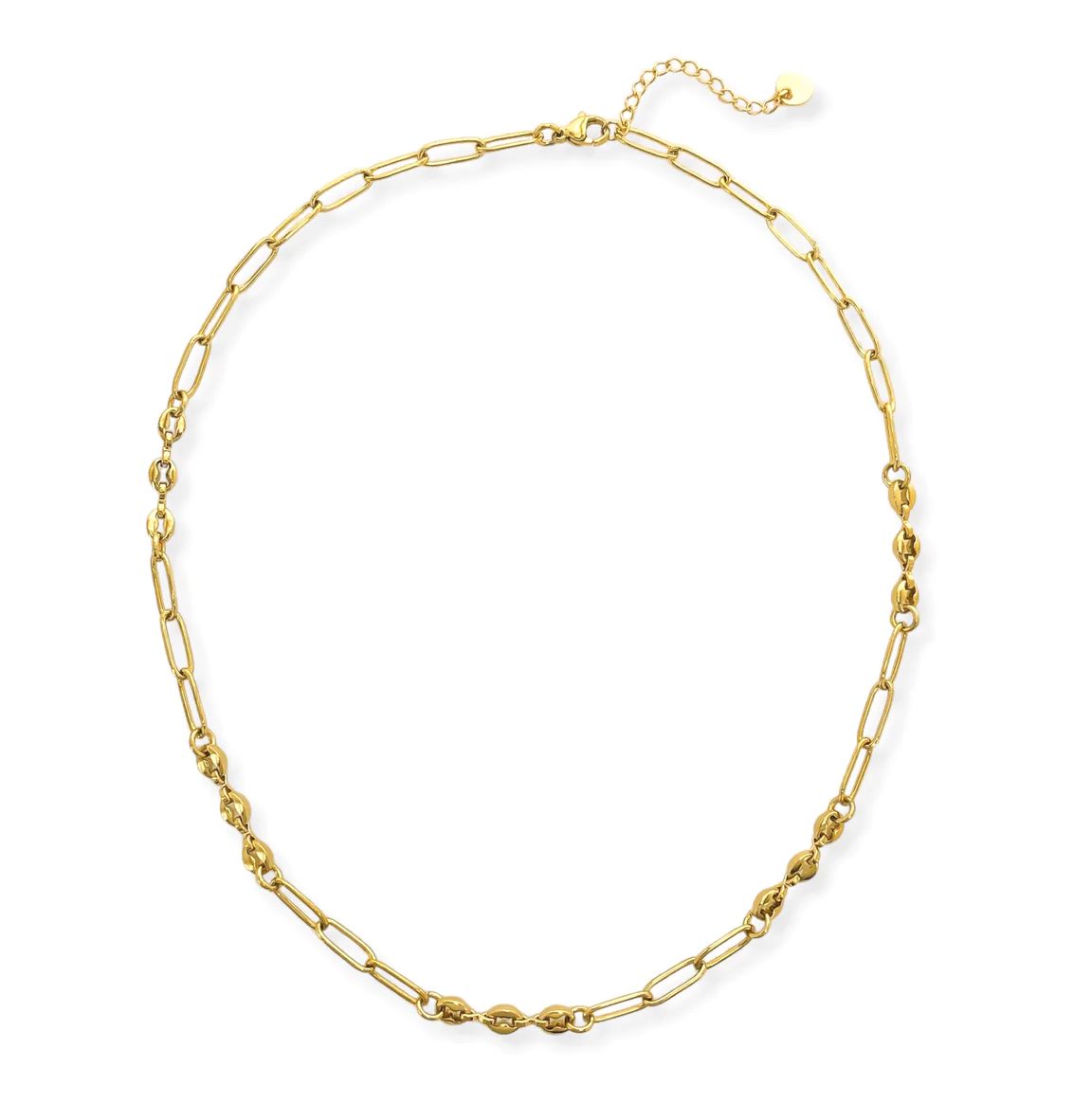 Naomi Necklace - Elegant Stainless Steel Paperclip Chain with Mariner Link Sections