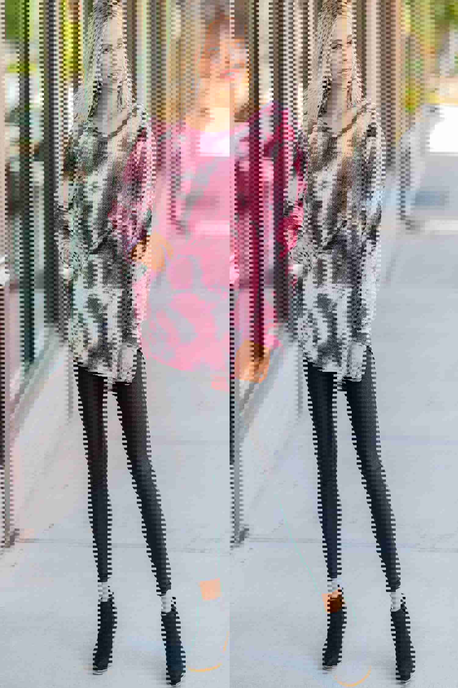 Easy Like Sunday Wine Red Tie Dye Tunic