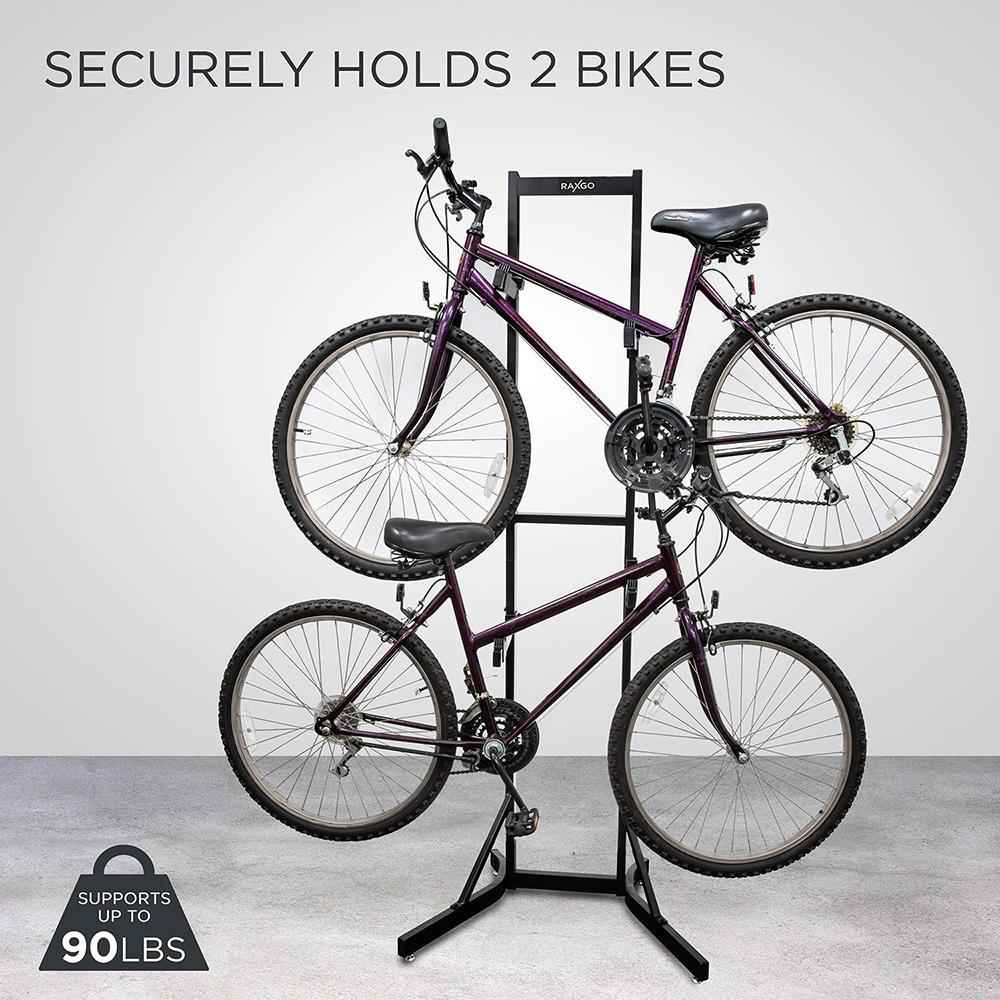 Freestanding Garage Bike Rack with Adjustable Hooks for 2 Bicycles