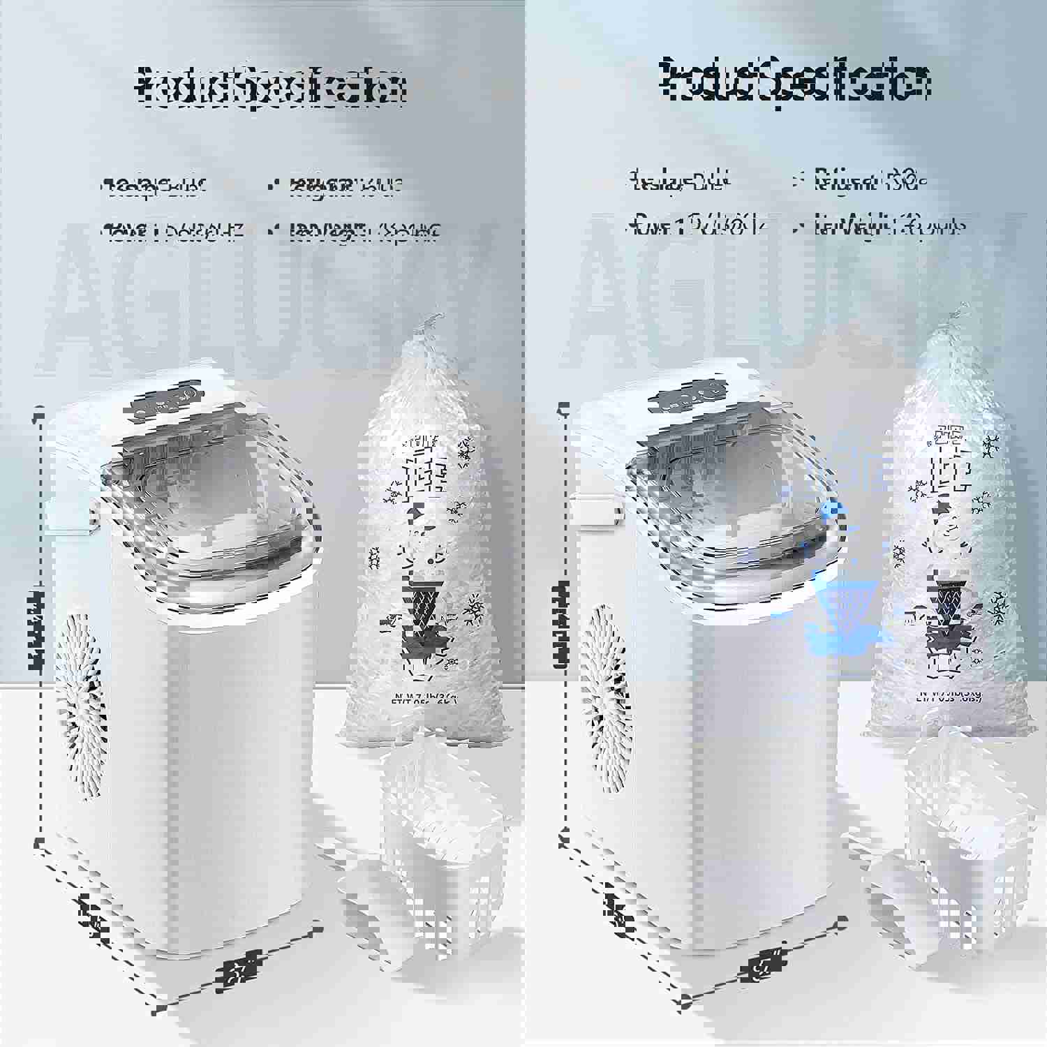 Portable Ice Maker Machine with Self-Cleaning, 26Lbs/24H, 9 Ice Cubes in 8 Mins for Home/Office/Kitchen (White)