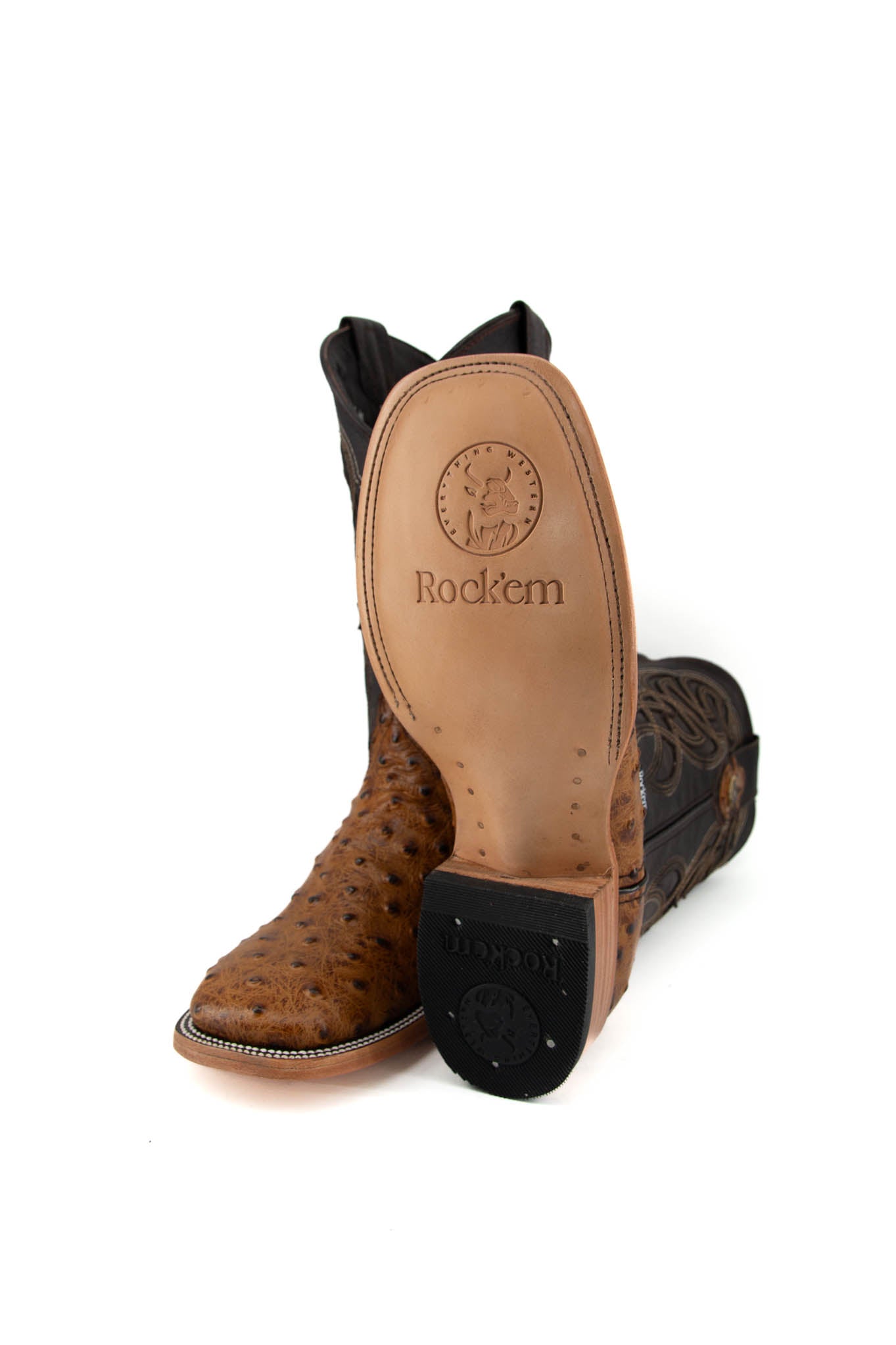 Imit Avestruz Ranch Square Toe Cowboy Boot