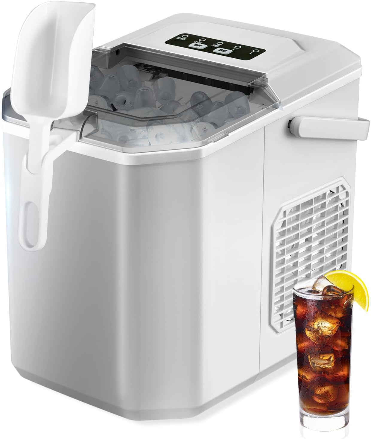 Countertop Ice Maker - 6 Mins/9 Pcs Bullet Ice, 26 Lbs/24Hrs, Self-Cleaning, Portable for Home/Kitchen/Office/Party (Grey)