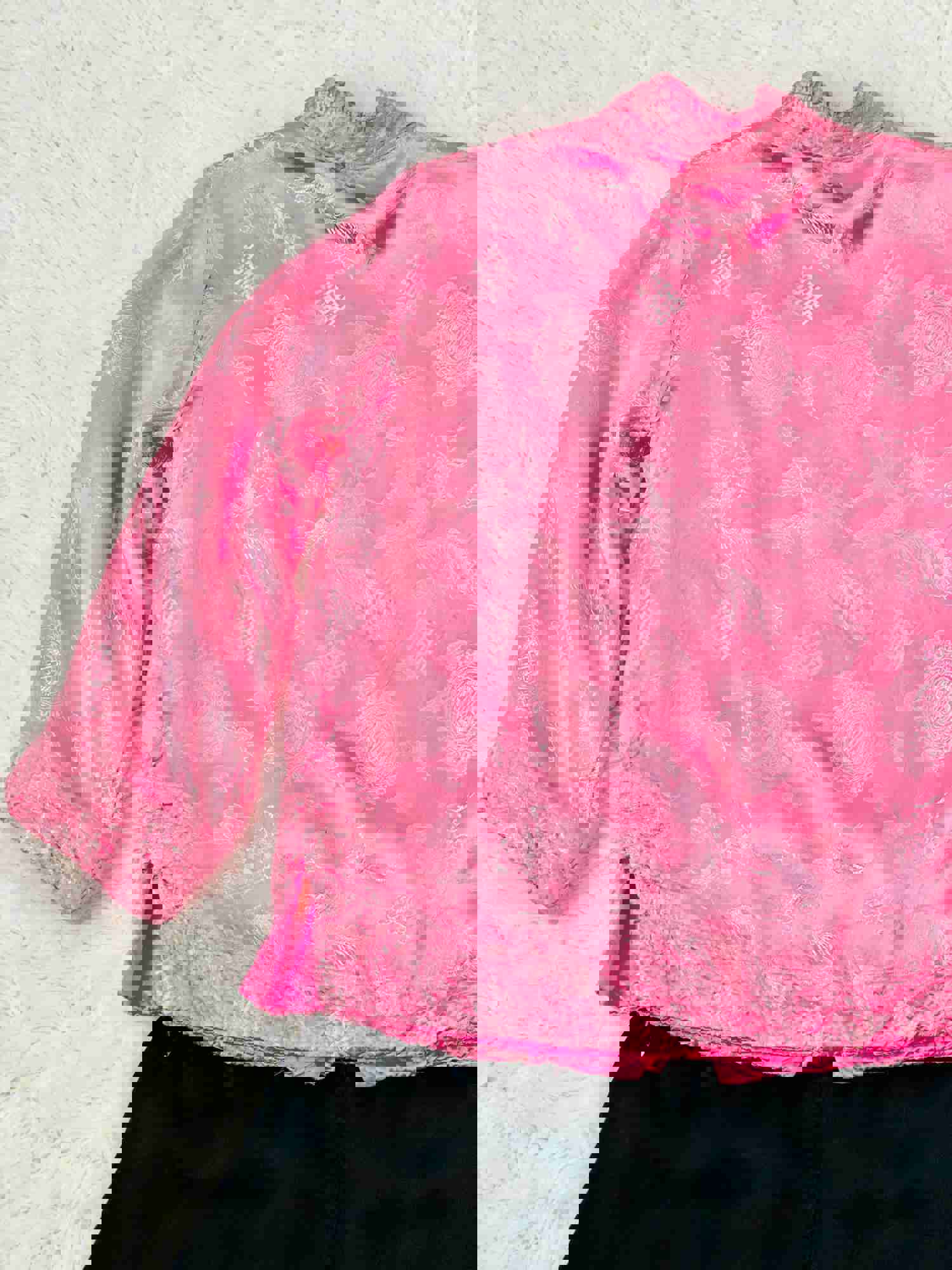 Vintage 1940s Pink Silk Pajamas Set - Chinese Jacket and Pants