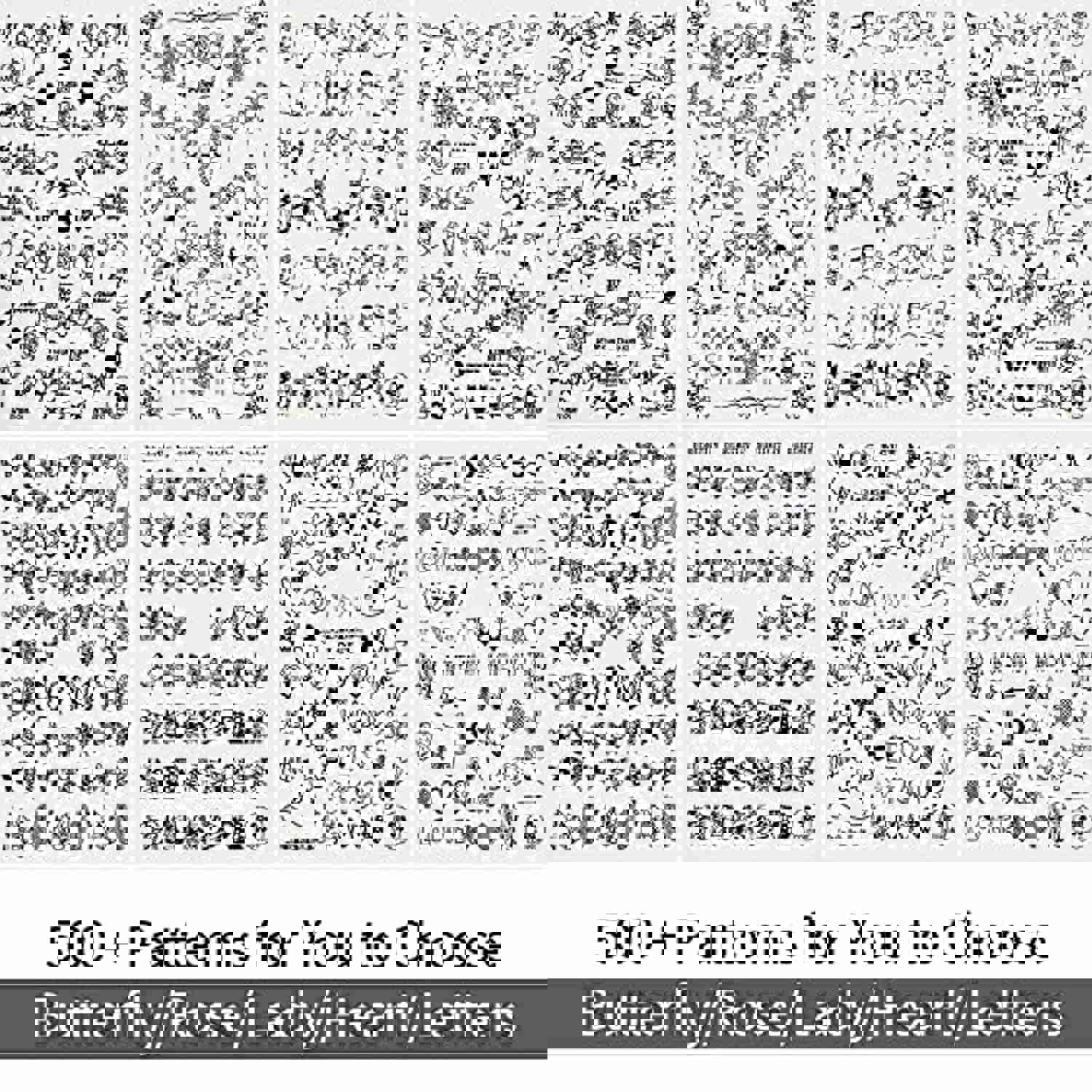 Black Nail Stickers Self-Adhesive - 8 Sheets 3D Designer Nail Art Decals