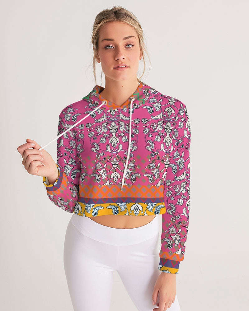 MIRACULOUS FLOWERS -PINK Women's Cropped Hoodie
