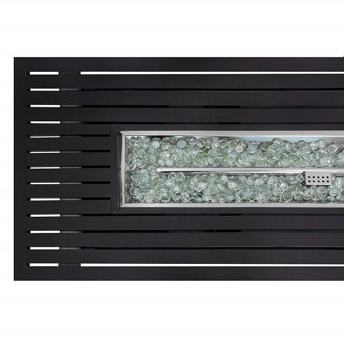 AZ Patio Heaters Outdoor Rectangle Fire Pit in Black Mocha with Wind Screen