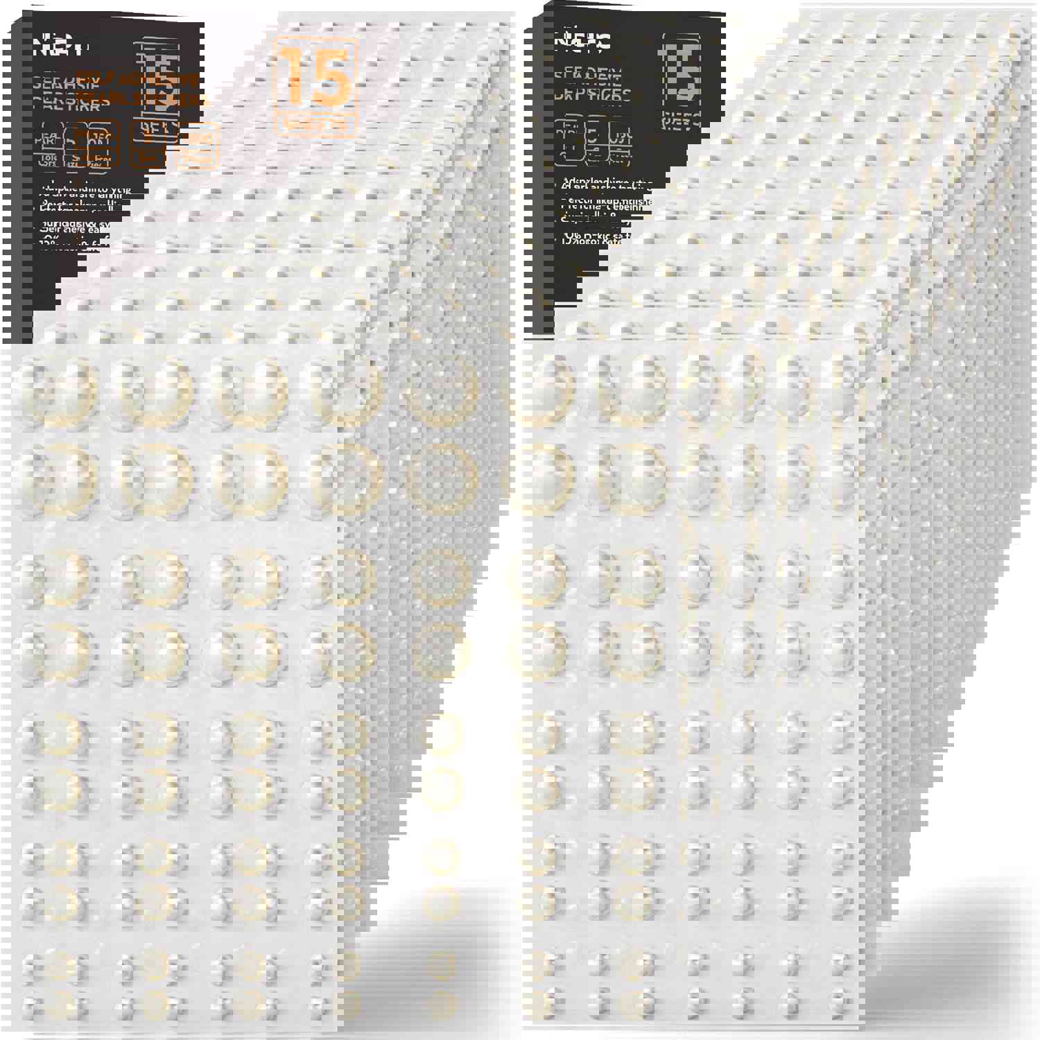 1050 PCS Pearl Stickers Self Adhesive - 5 Sizes for Face, Body, Nail, Hair, and Phone Decor