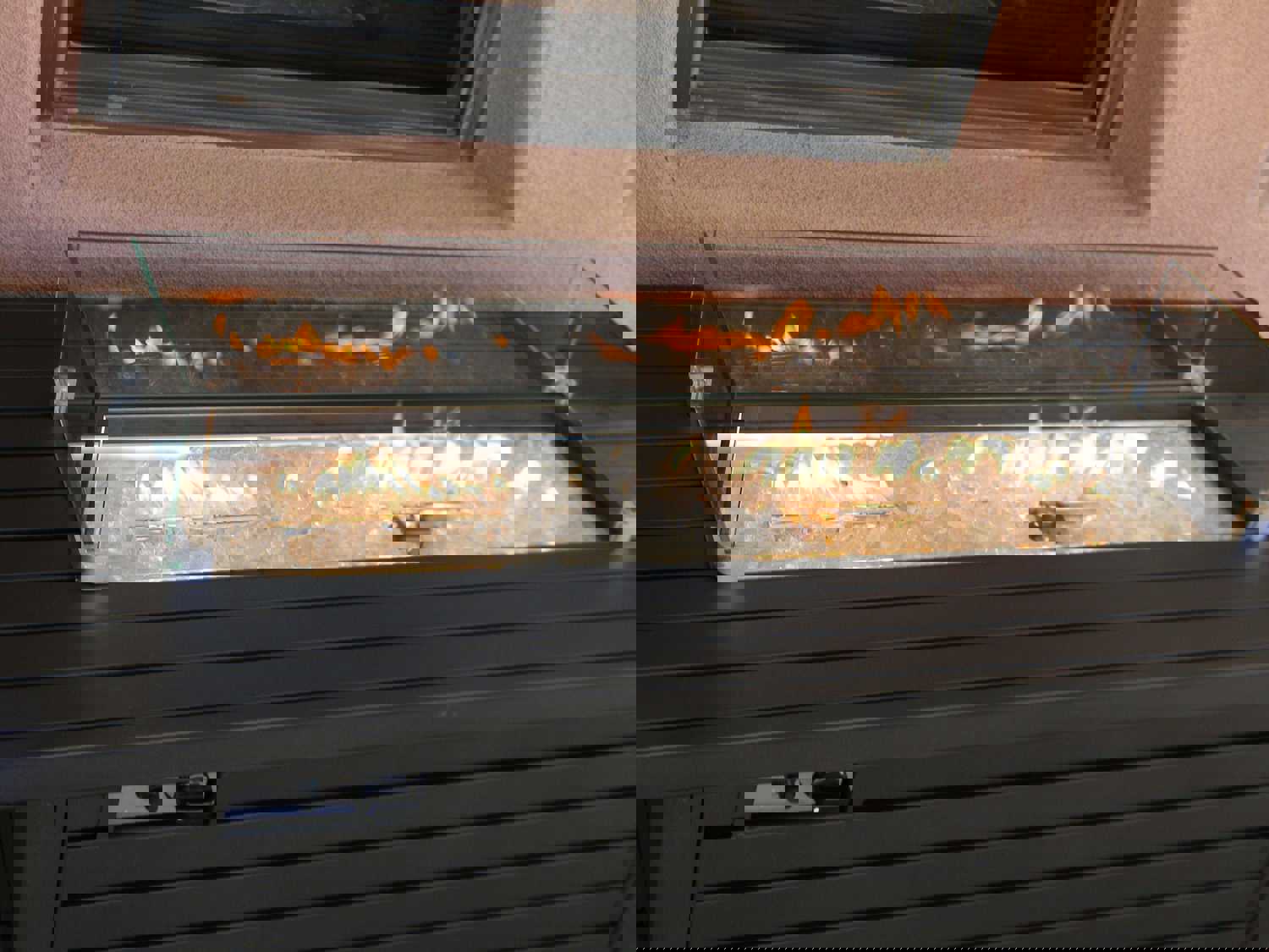 AZ Patio Heaters Outdoor Rectangle Fire Pit in Black Mocha with Wind Screen