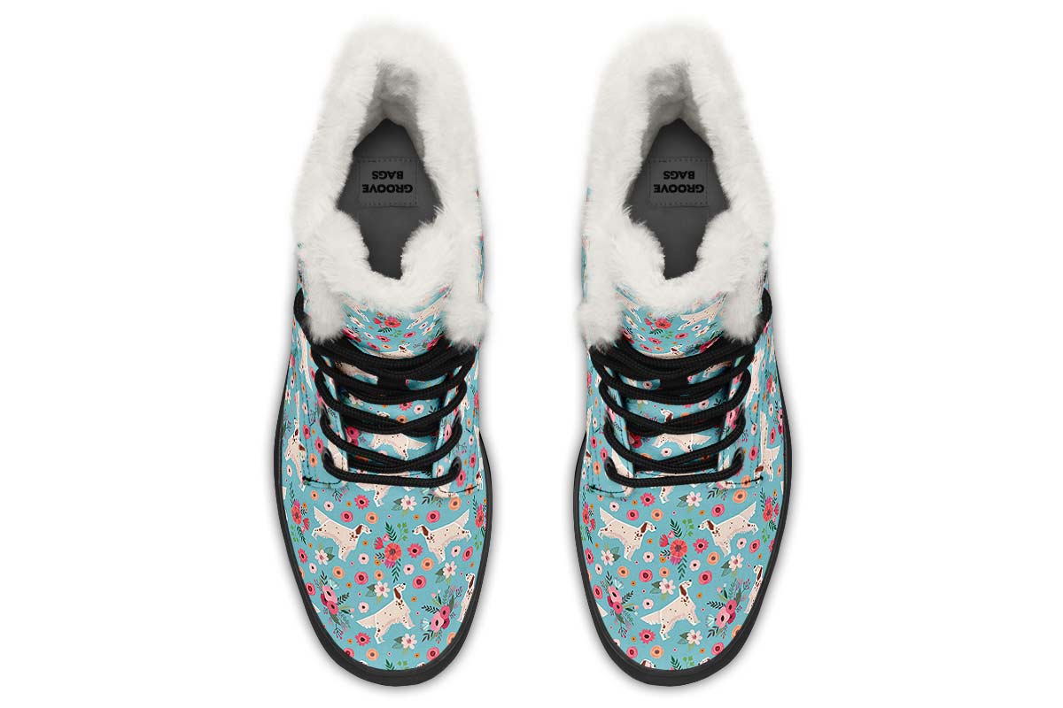 English Setter Flower Winter Boots - Custom Printed, Handcrafted On Demand