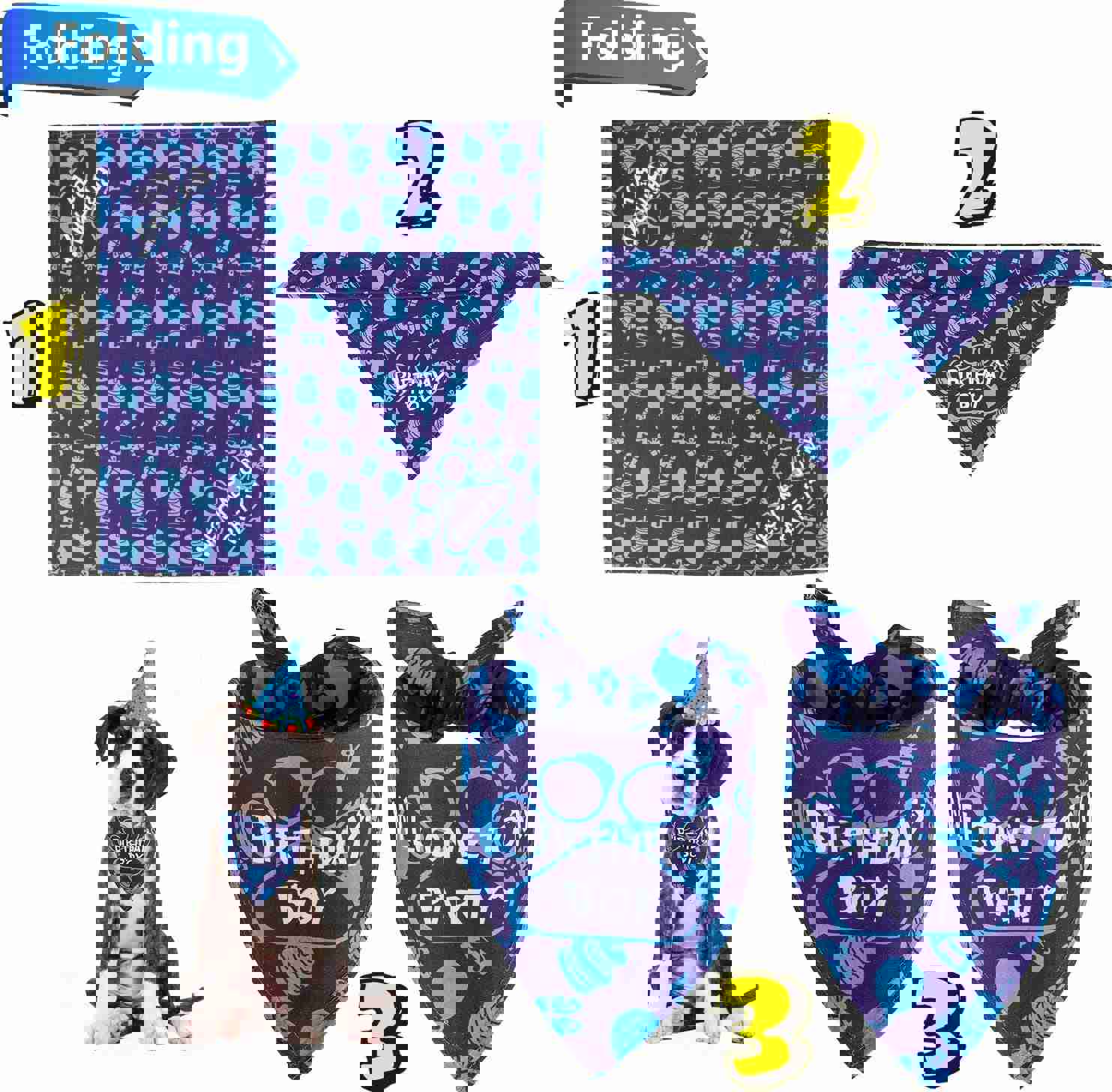 TCBOYING Dog Birthday Party Supplies Set - Bandana, Hat, and Bow Tie for Small to Medium Dogs