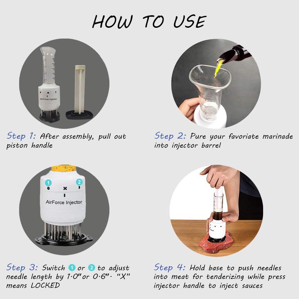 TGE-V Meat Tenderizer Sauce Injector with 30 Stainless Steel Needles for BBQ Grill Smoker