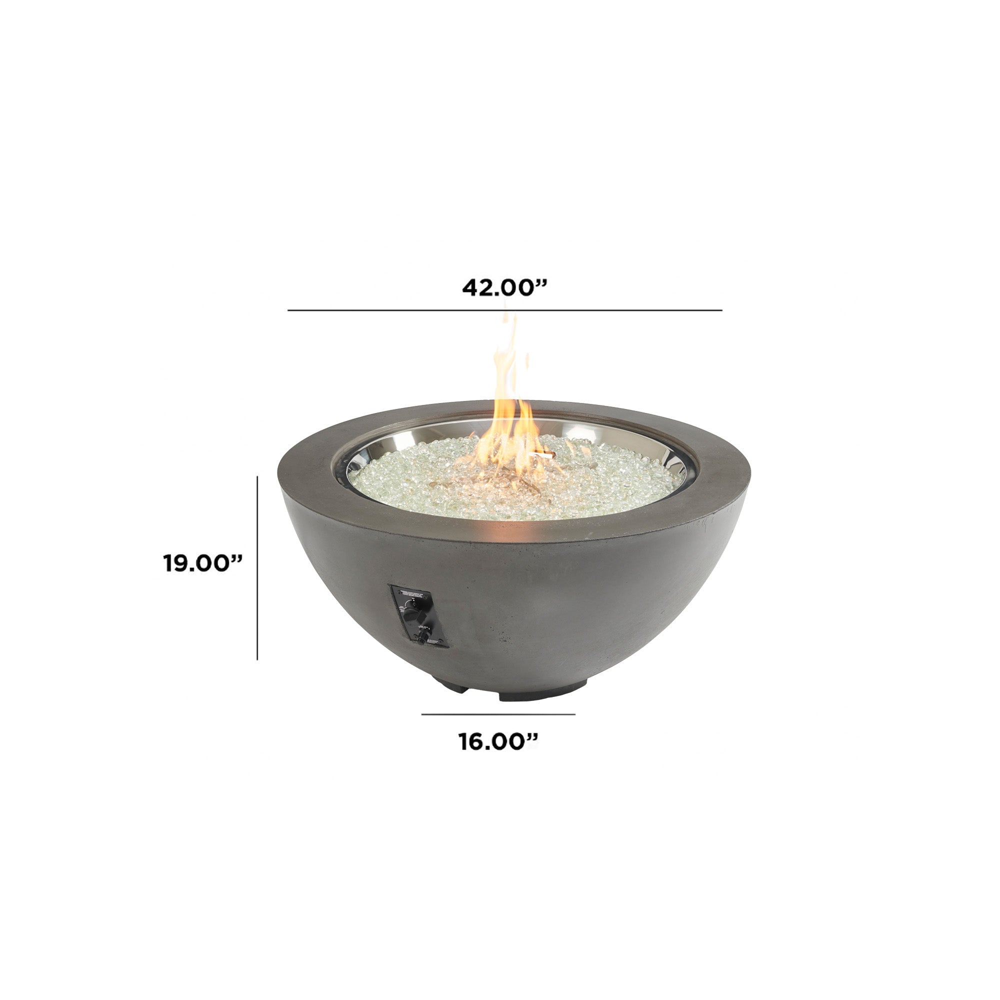42 Cove Round Gas Fire Pit Bowl - Modern Outdoor Fire Pit