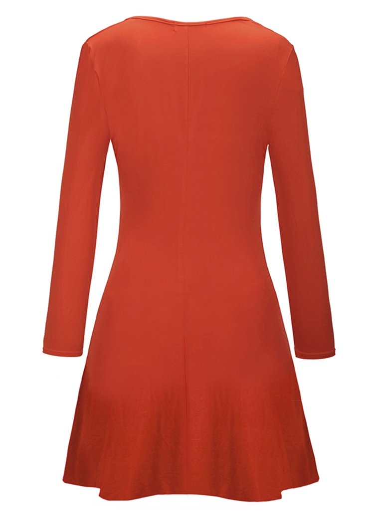 Fashion Christmas Patterns Printing Round Neck Long Sleeve Flared Midi Dress For Women