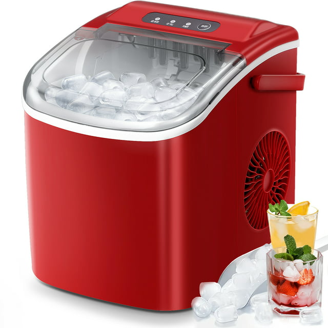 KISSAIR Countertop Ice Maker Portable Ice Machine with Handle, Self-Cleaning, 26Lbs/24H, 9 Ice Cubes in 6 Mins for Home Kitchen Bar Party