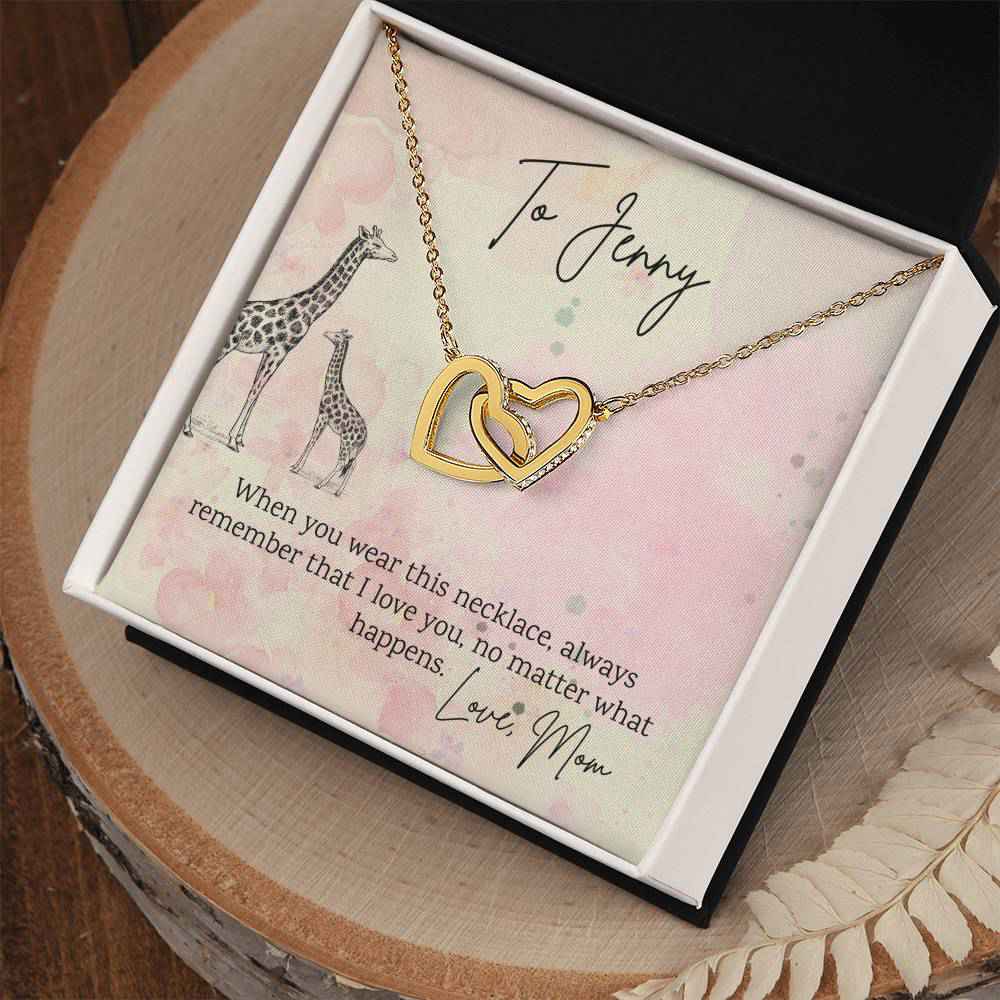 Personalized Double Heart Pendant Necklace for Daughter - Birthday Gift with Message Card