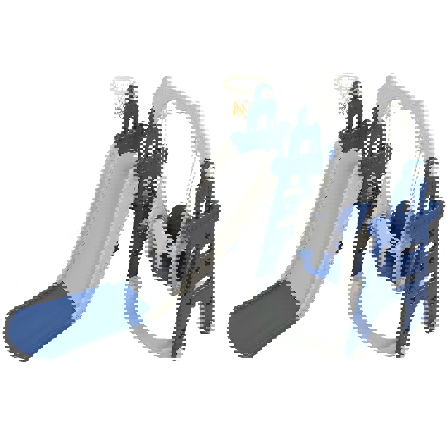 3-in-1 Children Slide Swing Set with Basketball Hoop for Indoor & Outdoor Play