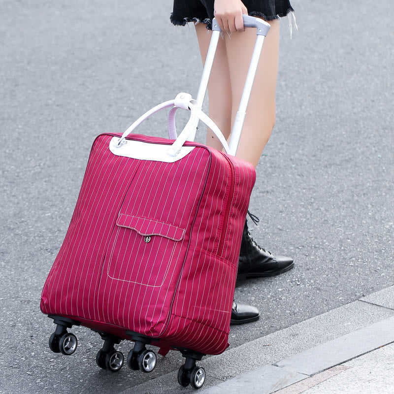 Women's Pull Rod Travel Backpack with Wheels - Large Capacity