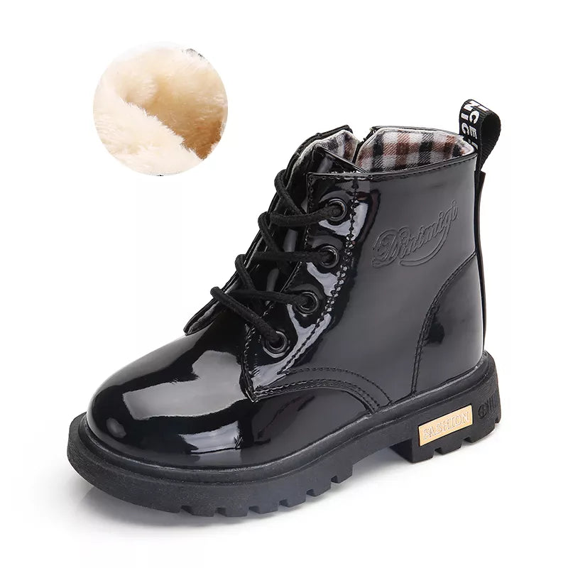 2024 New Winter Children PU Leather Waterproof Snow Boots