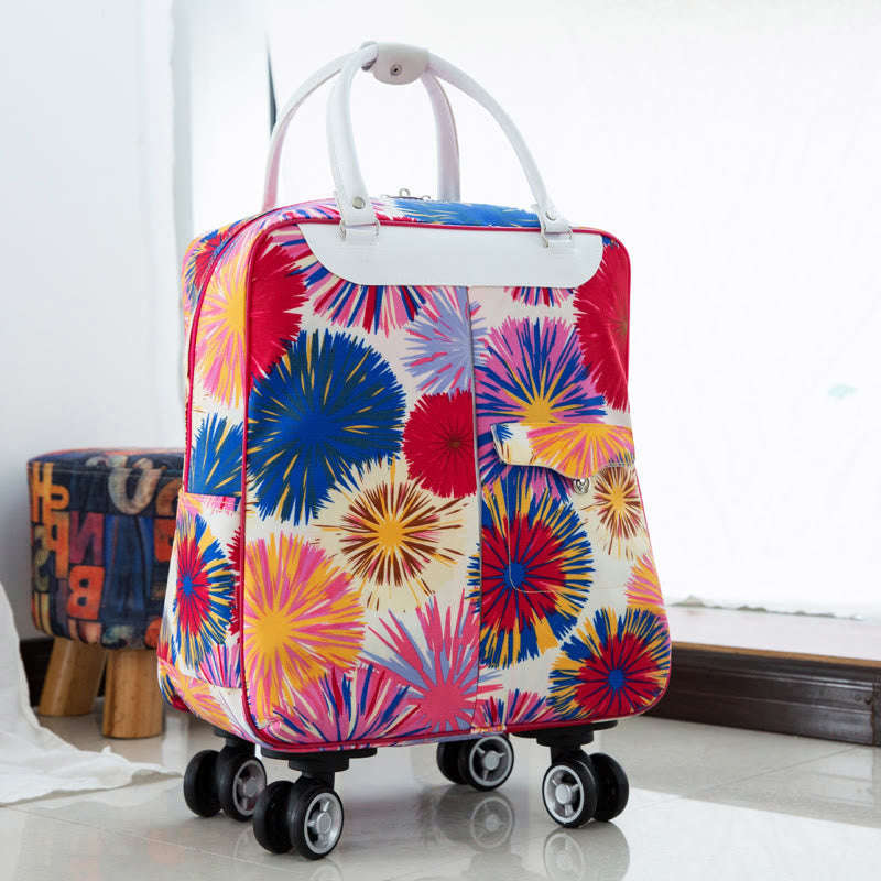 Women's Pull Rod Travel Backpack with Wheels - Large Capacity