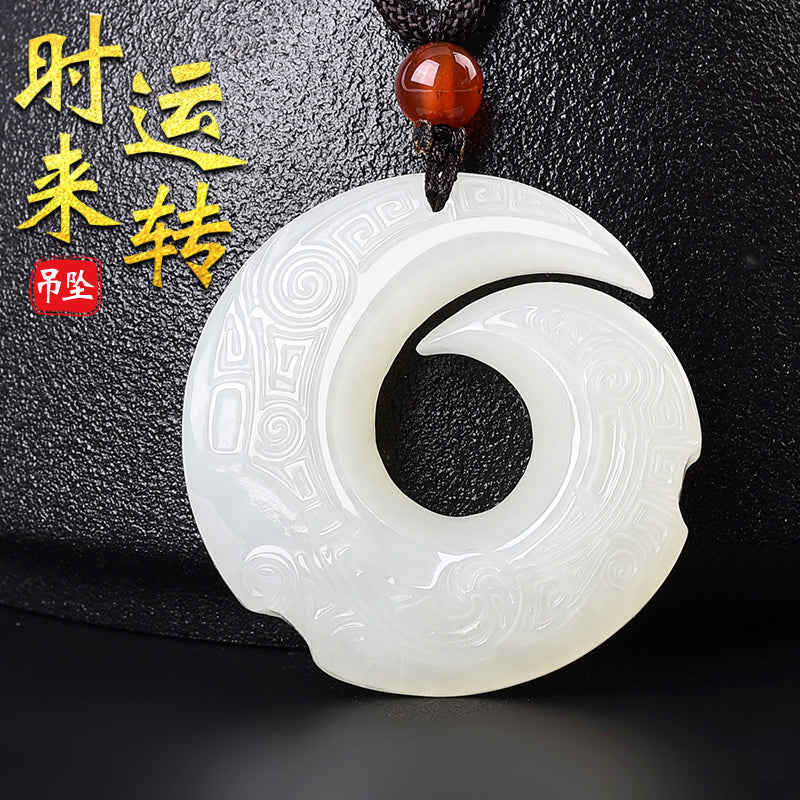 Hetian Jade Pendant for Men and Women - Lucky Money Transmigration Jade Necklace