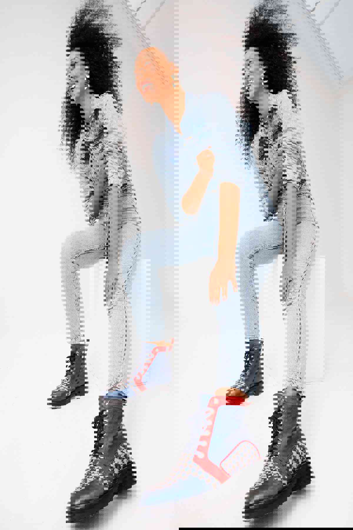 Black River Navy Blue Handwoven Leather Ankle Women Boot