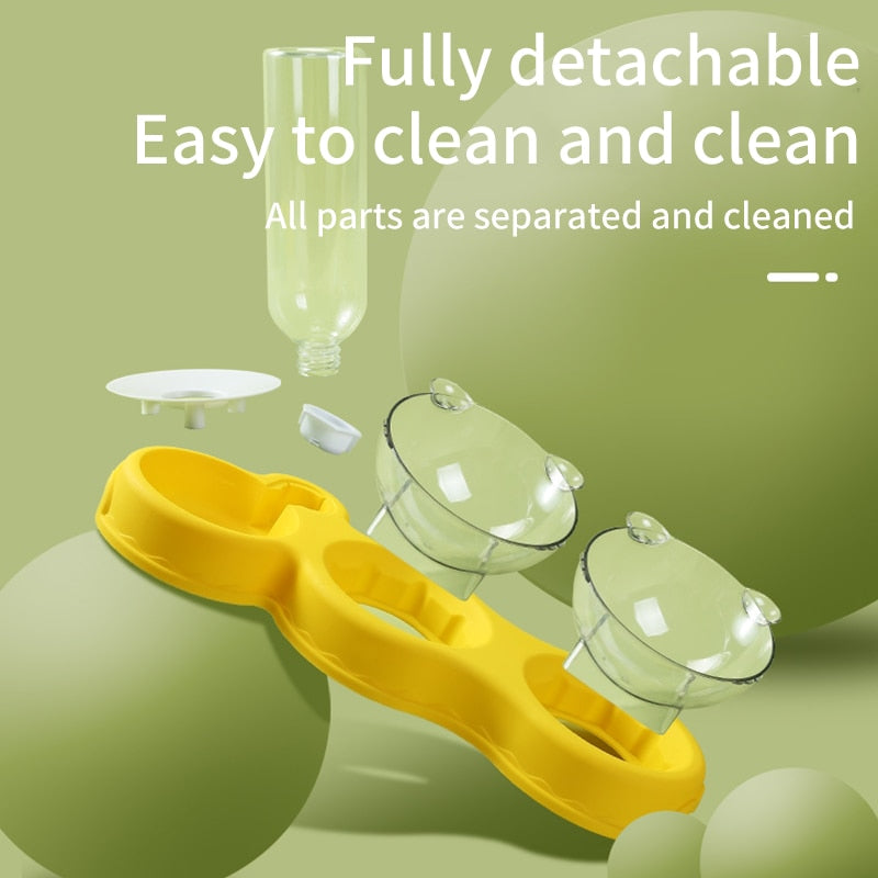 3 in 1 Cat Food Bowl Automatic Feeder Water Dispenser & Food Container