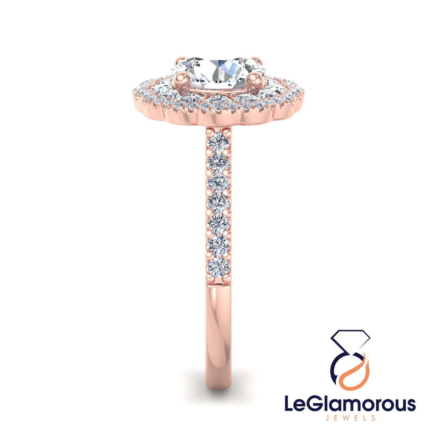 Double Halo Round Cut Lab Grown Diamond Engagement Ring - IGI Certified