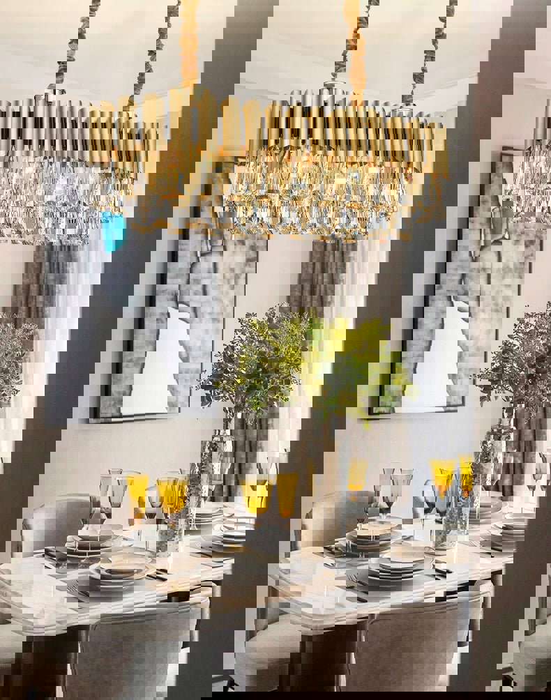 MIRODEMI® Luxury Rectangle Gold Crystal Chandelier for Modern Living Spaces