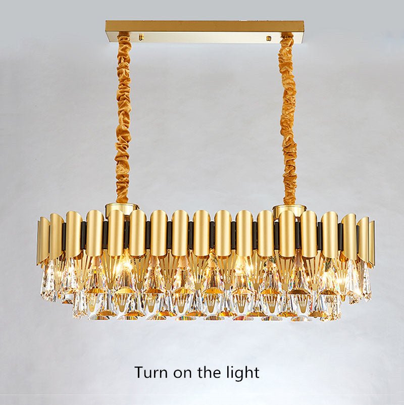 MIRODEMI® Luxury Rectangle Gold Crystal Chandelier for Modern Living Spaces