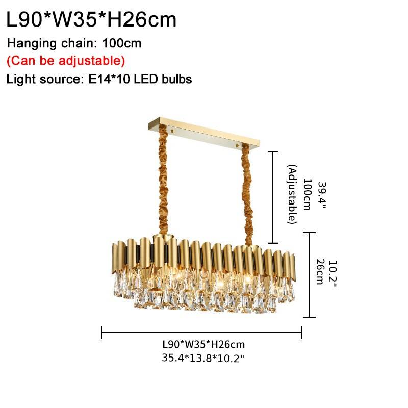 MIRODEMI® Luxury Rectangle Gold Crystal Chandelier for Modern Living Spaces