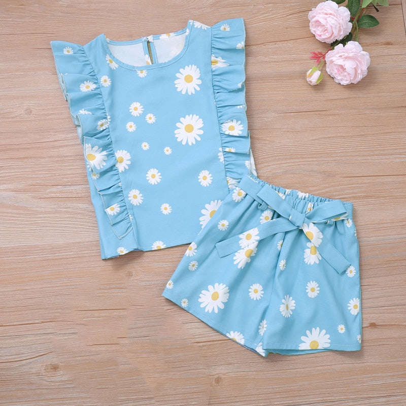 Kids Girls 2 Piece Trendy Summer Clothing Sets
