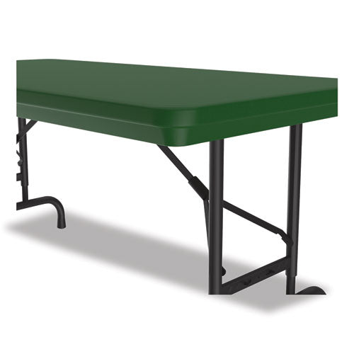 Correll Adjustable Folding Table - 48x24x22 to 32 Inches, Green Top, Black Legs