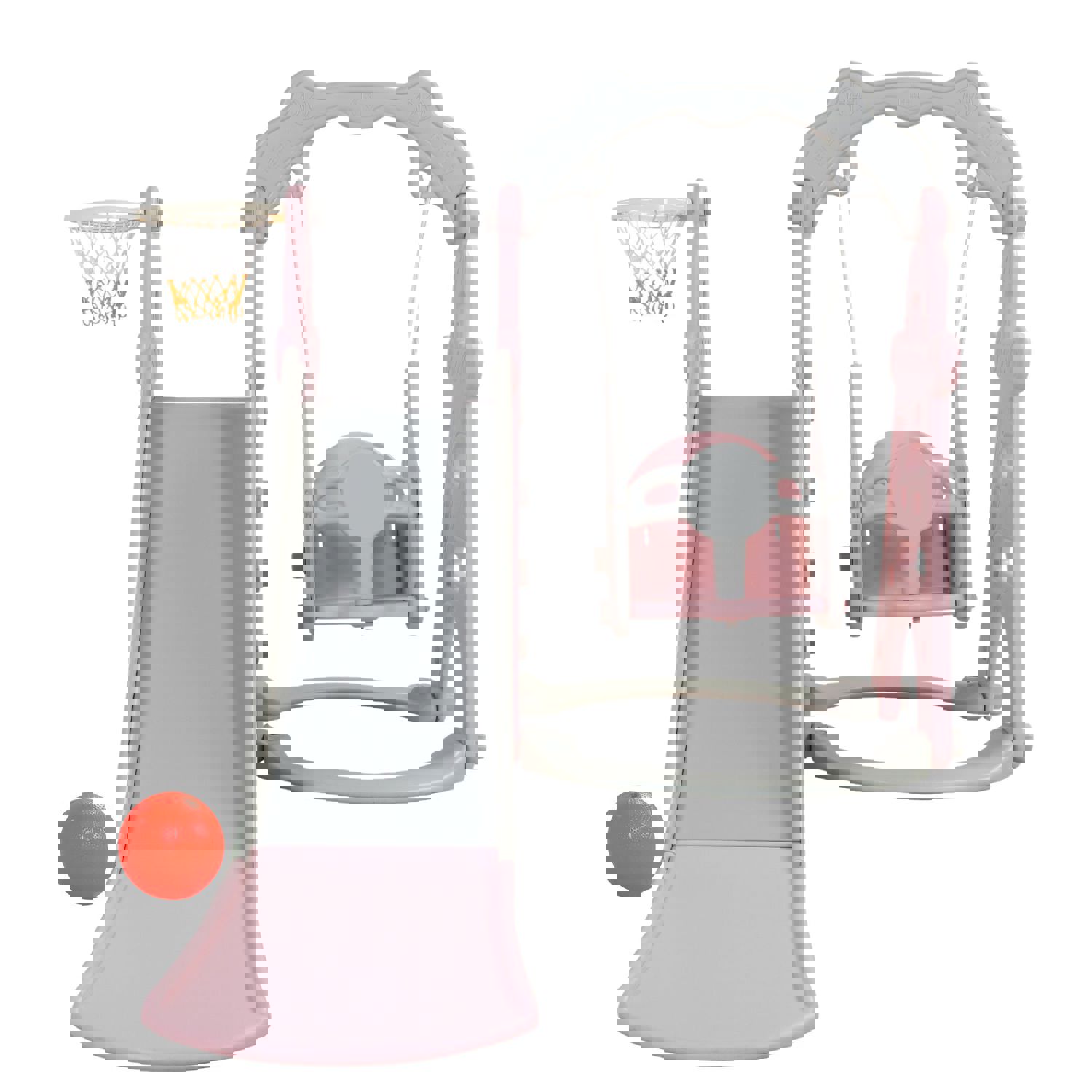 3-in-1 Children Slide Swing Set with Basketball Hoop for Indoor & Outdoor Play