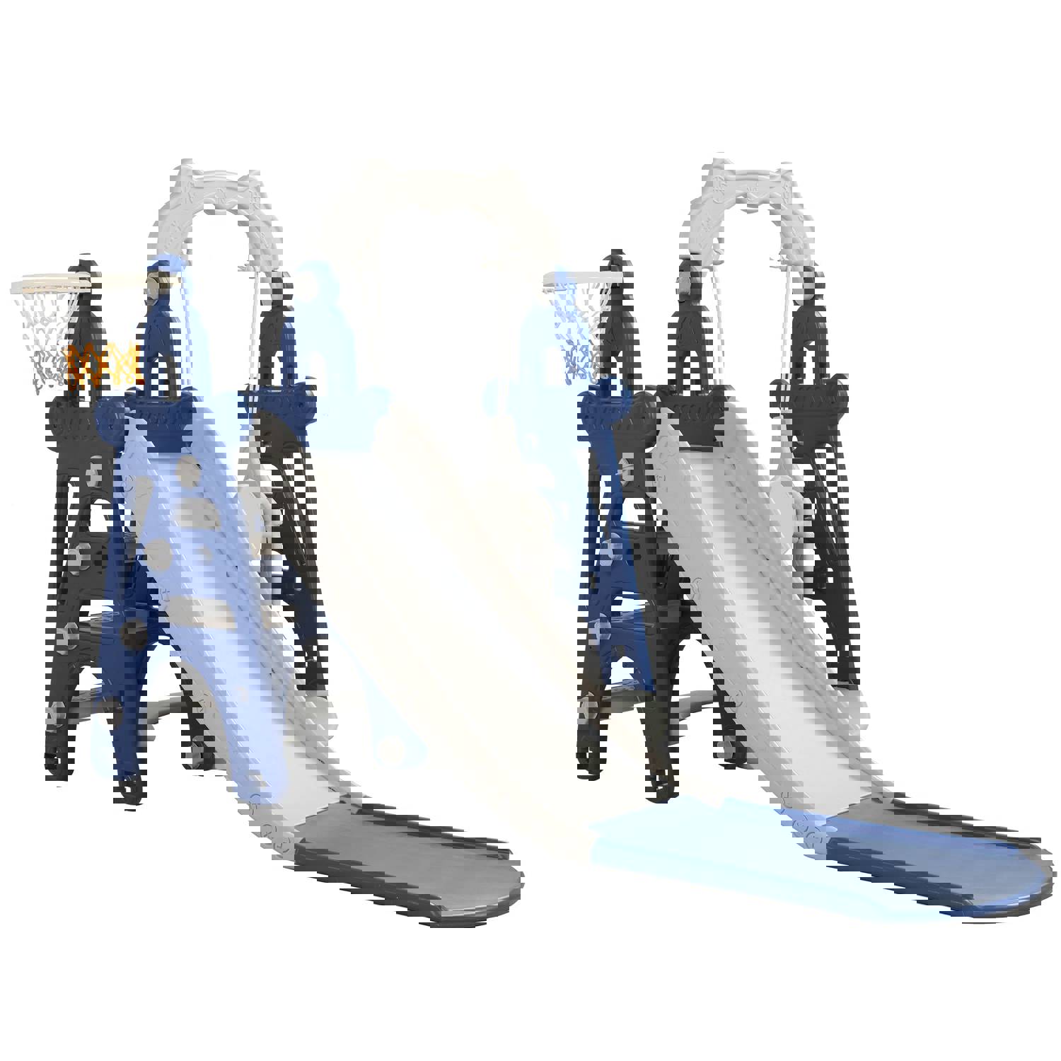 3-in-1 Children Slide Swing Set with Basketball Hoop for Indoor & Outdoor Play