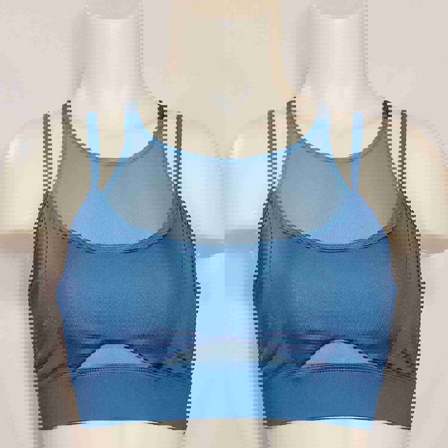 JoyLab Double Layer Mesh Sports Wire Free Sports Bra - X-SMALL Ocean Blue